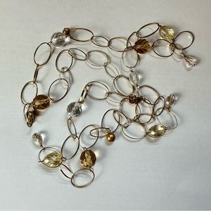 Gold Link Necklace with Faceted Beads